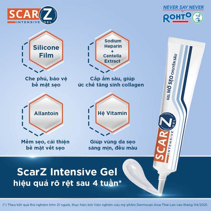 Tạm biệt nỗi lo sẹo chỉ sau 4 tuần sử dụng ScarZ Intensive Gel